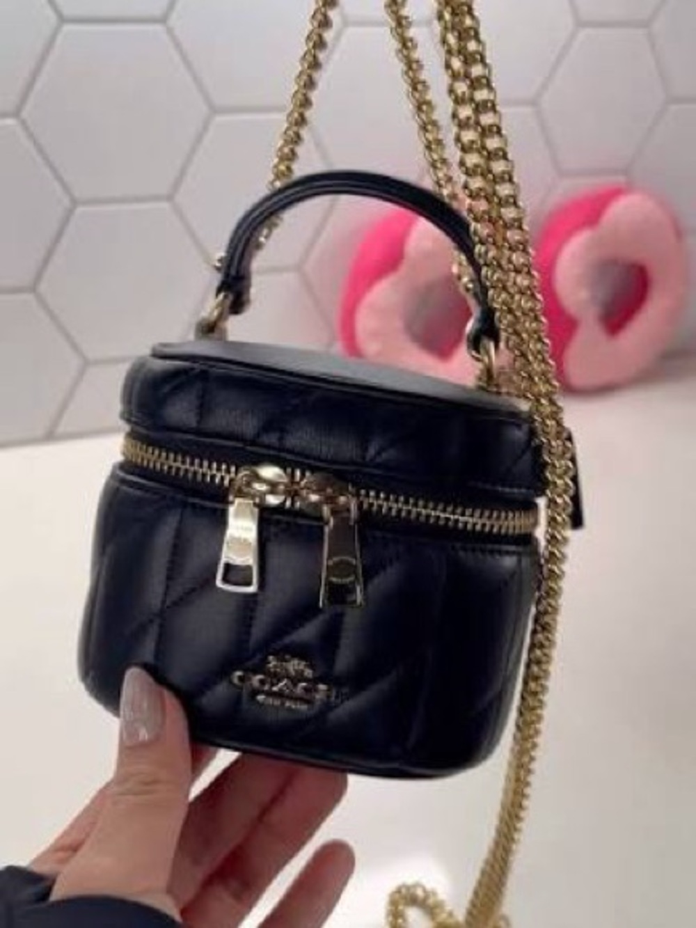 Discontinued Coach Black Quilted Mini Vanity Crossbody